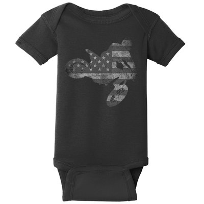 Dirt Bike American Flag Motocross Enduro Baby Bodysuit