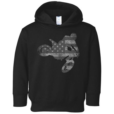 Dirt Bike American Flag Motocross Enduro Toddler Hoodie