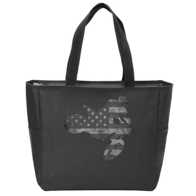 Dirt Bike American Flag Motocross Enduro Zip Tote Bag