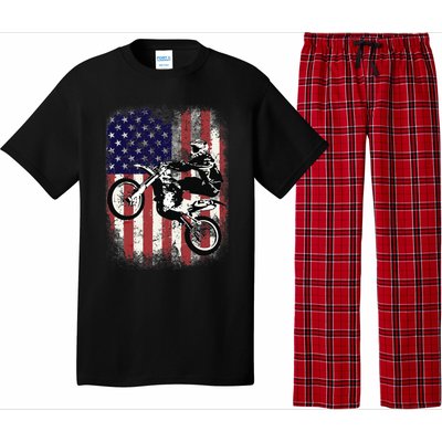 Dirt Bike American Flag Motocross Biker 4th Of July Pajama Set