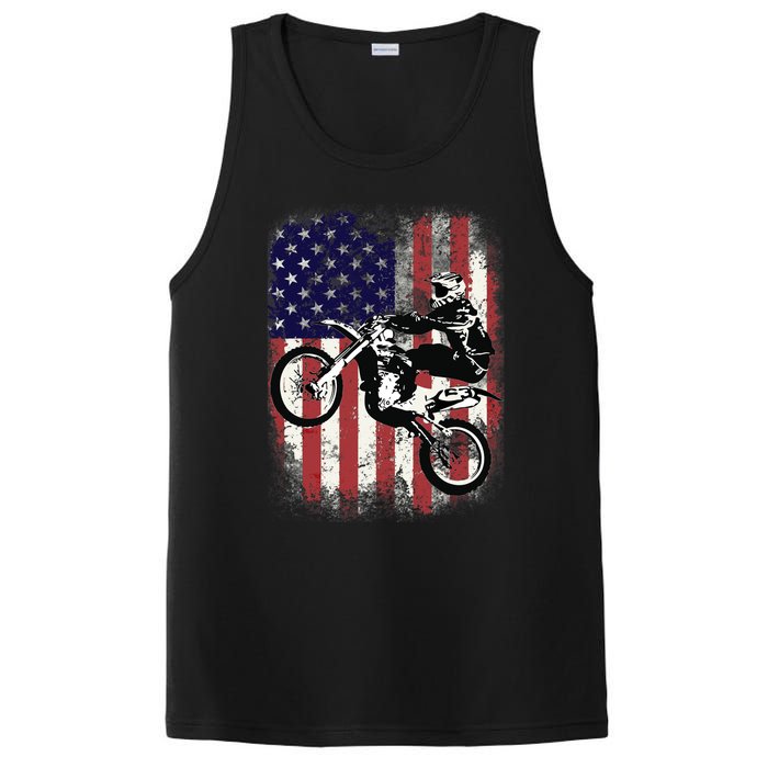 Dirt Bike American Flag Motocross Biker 4th Of July PosiCharge Competitor Tank