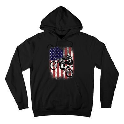 Dirt Bike American Flag Motocross Biker 4th Of July Tall Hoodie