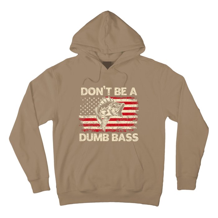 DonT Be A Dumb Bass Vintage Usa Flag Funny Bass Fishing Hoodie