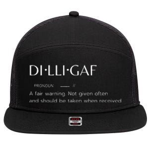 D.I.L.L.I.G.A.F Biker Attitude Sarcastic Dont Bother Me Warning 7 Panel Mesh Trucker Snapback Hat