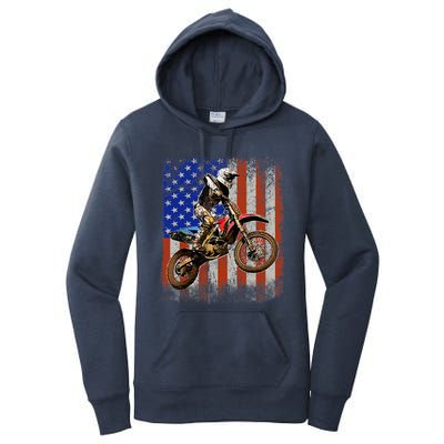 Dirt Bike American Flag Motocross Biker 4th Of July Mens Women's Pullover Hoodie