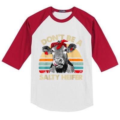 Don't Be A Salty Heifer Cows Lover Gift Vintage Farm Kids Colorblock Raglan Jersey