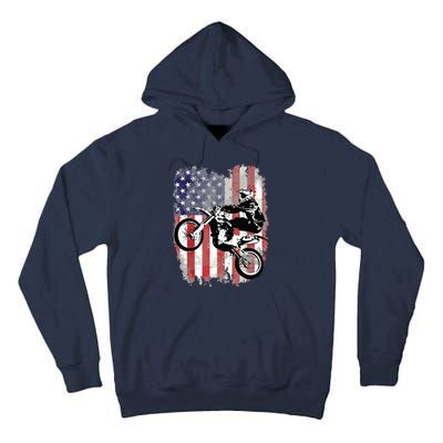 Dirt Bike American Flag Motocross Biker 4th Of July Tall Hoodie