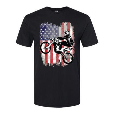 Dirt Bike American Flag Motocross Biker 4th Of July Softstyle® CVC T-Shirt