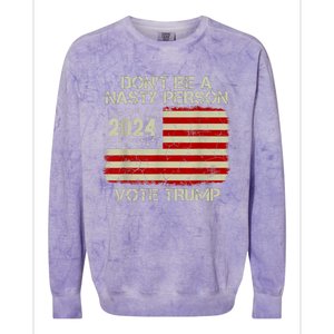 Don’t Be A Nasty Person Vote Trump 2024 USA Flag Colorblast Crewneck Sweatshirt