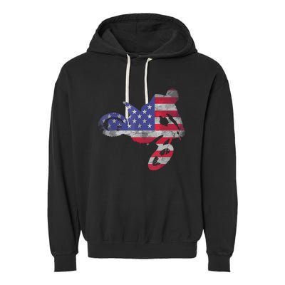 Dirt Bike American Flag Motocross Garment-Dyed Fleece Hoodie