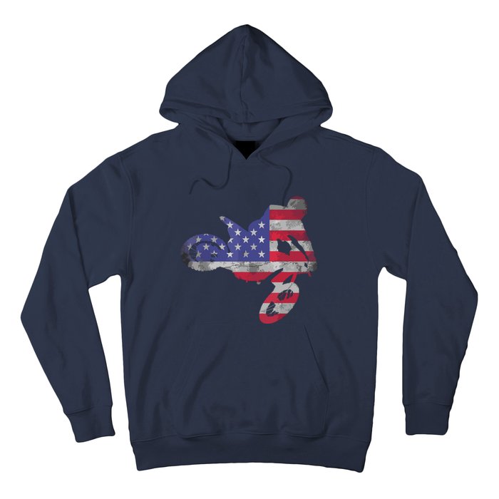 Dirt Bike American Flag Motocross Hoodie