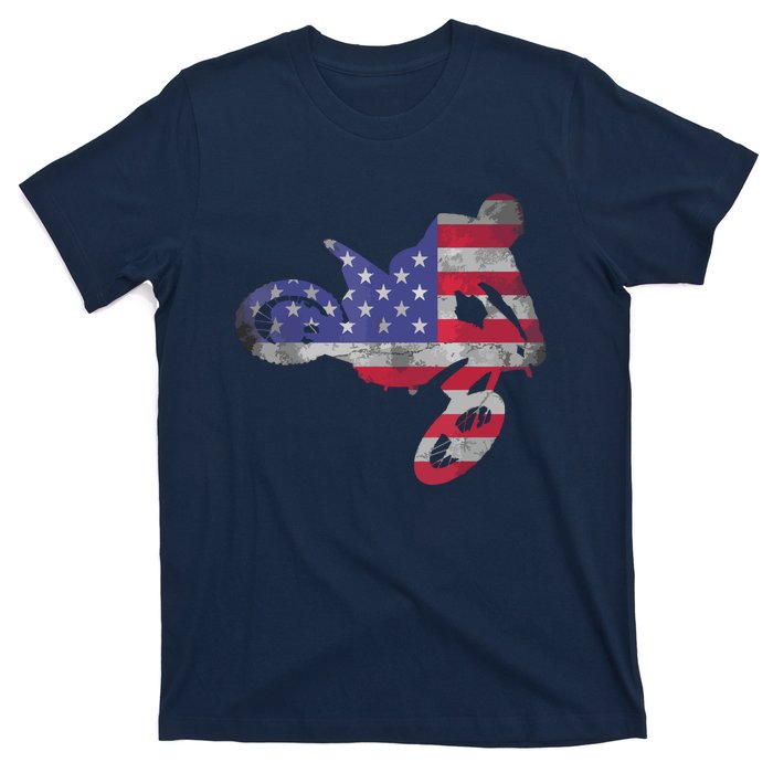 Dirt Bike American Flag Motocross T-Shirt