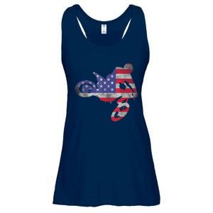 Dirt Bike American Flag Motocross Ladies Essential Flowy Tank