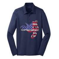 Dirt Bike American Flag Motocross Silk Touch Performance Long Sleeve Polo