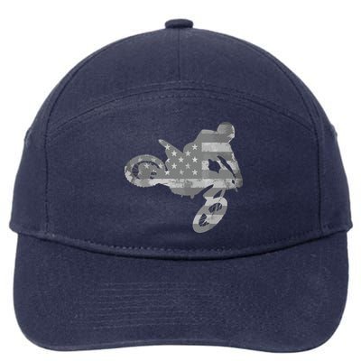 Dirt Bike American Flag Motocross 7-Panel Snapback Hat