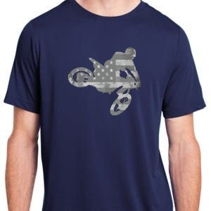 Dirt Bike American Flag Motocross Adult ChromaSoft Performance T-Shirt