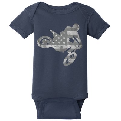 Dirt Bike American Flag Motocross Baby Bodysuit