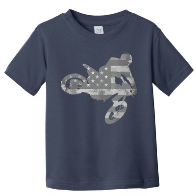 Dirt Bike American Flag Motocross Toddler T-Shirt
