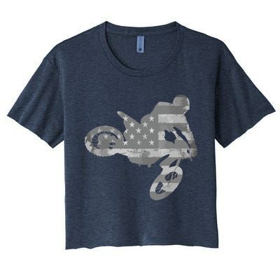 Dirt Bike American Flag Motocross Crop Top