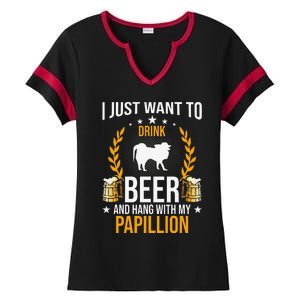 Drink Beer And Hang With My Papillion Dog Lover Ladies Halftime Notch Neck Tee