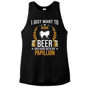 Drink Beer And Hang With My Papillion Dog Lover Ladies PosiCharge Tri-Blend Wicking Tank