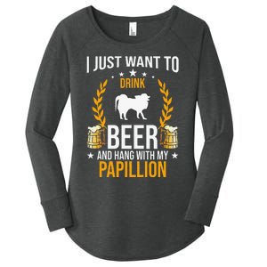 Drink Beer And Hang With My Papillion Dog Lover Women's Perfect Tri Tunic Long Sleeve Shirt