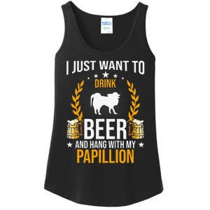 Drink Beer And Hang With My Papillion Dog Lover Ladies Essential Tank