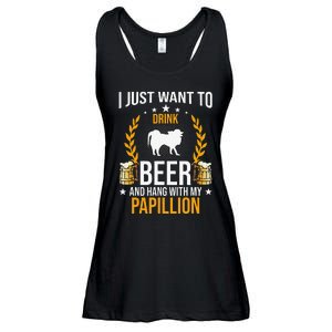 Drink Beer And Hang With My Papillion Dog Lover Ladies Essential Flowy Tank