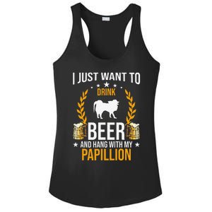 Drink Beer And Hang With My Papillion Dog Lover Ladies PosiCharge Competitor Racerback Tank