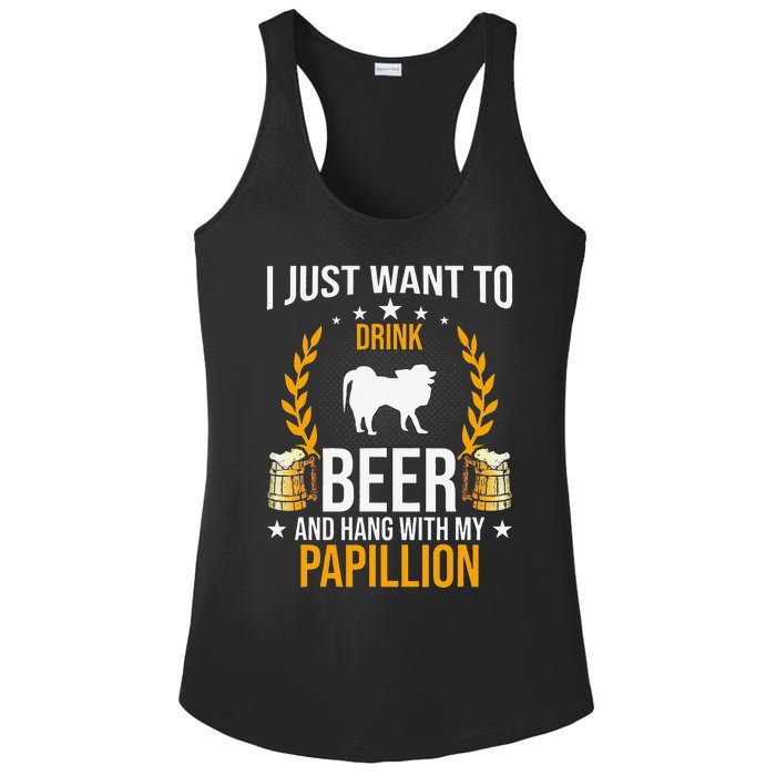 Drink Beer And Hang With My Papillion Dog Lover Ladies PosiCharge Competitor Racerback Tank