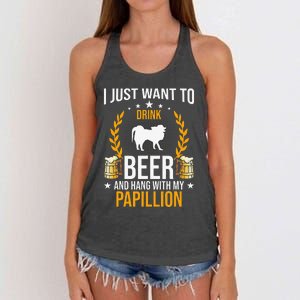 Drink Beer And Hang With My Papillion Dog Lover Women's Knotted Racerback Tank