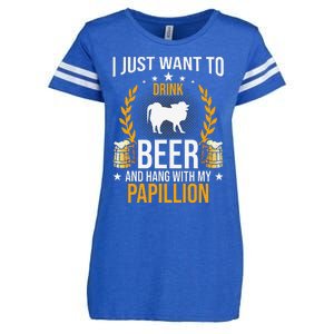 Drink Beer And Hang With My Papillion Dog Lover Enza Ladies Jersey Football T-Shirt