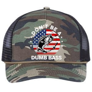 Dont Be A Dumb Bass Fathers Day Funny Fishing Dad Retro Rope Trucker Hat Cap