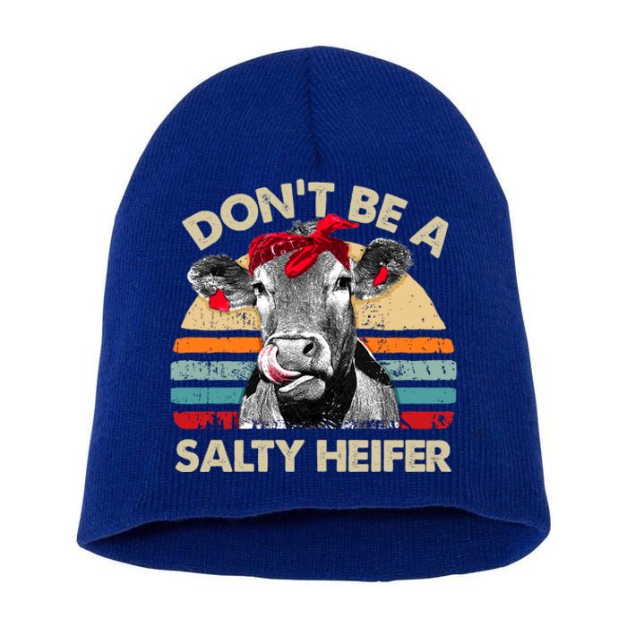 DonT Be A Salty Heifer Cows Lover Gift Vintage Farm Gift Short Acrylic Beanie