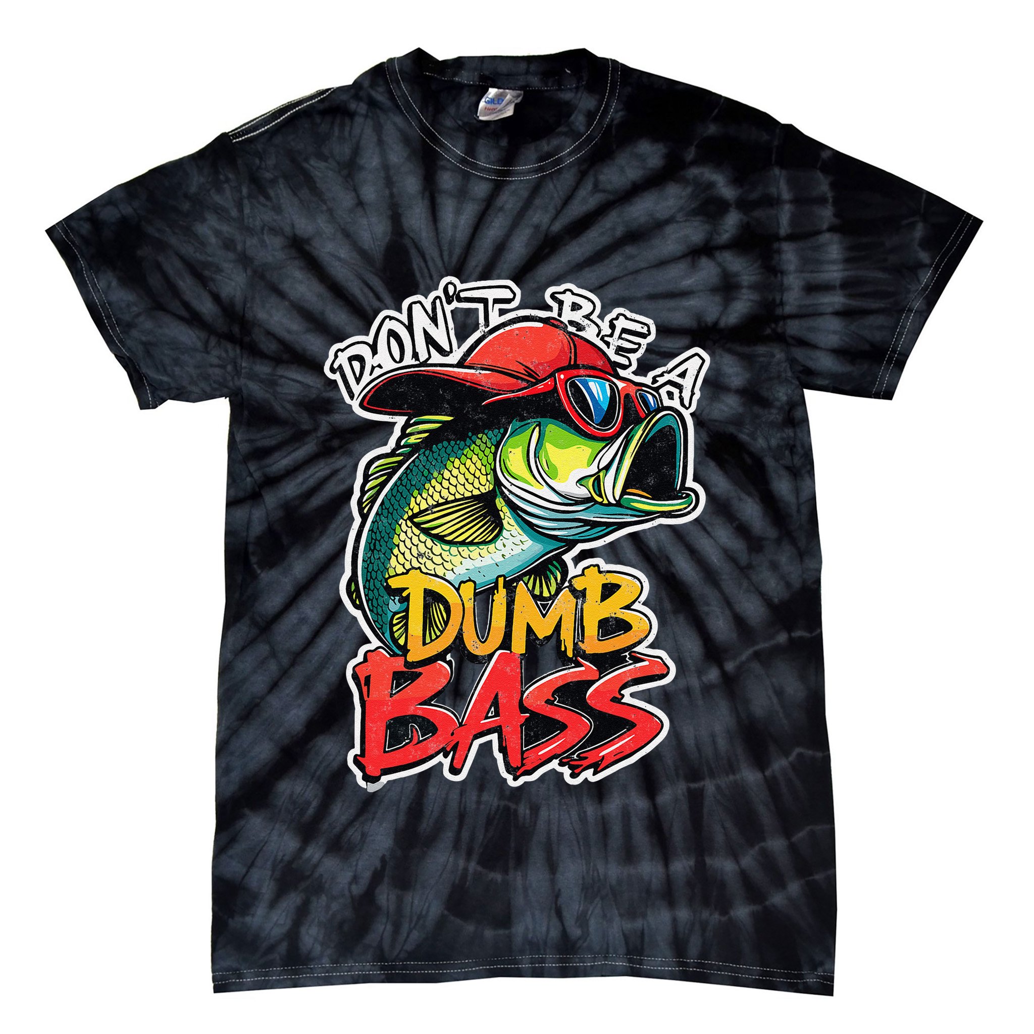 DonT Be A Dumb Bass Fishing Humor Fisherman Master Baiter .Png Tie-Dye T-Shirt