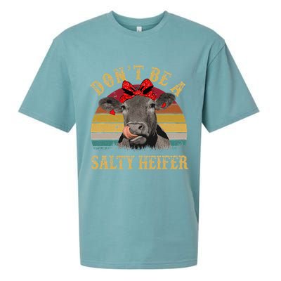 Dont Be A Salty Heifer Funny Cows Lover Gift Vintage Farm Sueded Cloud Jersey T-Shirt