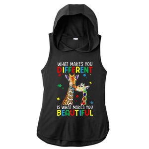 Different Beautiful Autism Awareness Puzzle Piece Giraffe Ladies PosiCharge Tri-Blend Wicking Draft Hoodie Tank