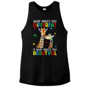 Different Beautiful Autism Awareness Puzzle Piece Giraffe Ladies PosiCharge Tri-Blend Wicking Tank