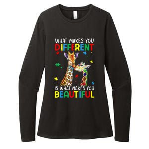 Different Beautiful Autism Awareness Puzzle Piece Giraffe Womens CVC Long Sleeve Shirt