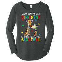 Different Beautiful Autism Awareness Puzzle Piece Giraffe Women's Perfect Tri Tunic Long Sleeve Shirt