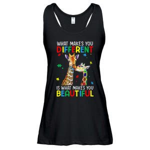 Different Beautiful Autism Awareness Puzzle Piece Giraffe Ladies Essential Flowy Tank