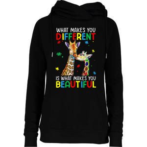 Different Beautiful Autism Awareness Puzzle Piece Giraffe Womens Funnel Neck Pullover Hood