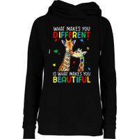 Different Beautiful Autism Awareness Puzzle Piece Giraffe Womens Funnel Neck Pullover Hood