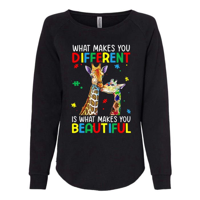 Different Beautiful Autism Awareness Puzzle Piece Giraffe Womens California Wash Sweatshirt