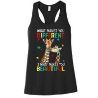 Different Beautiful Autism Awareness Puzzle Piece Giraffe Women's Racerback Tank