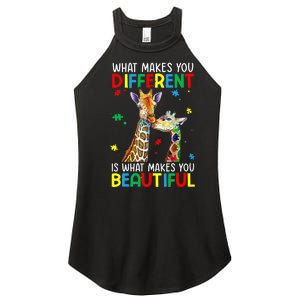 Different Beautiful Autism Awareness Puzzle Piece Giraffe Women's Perfect Tri Rocker Tank