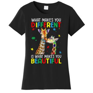 Different Beautiful Autism Awareness Puzzle Piece Giraffe Women's T-Shirt