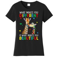 Different Beautiful Autism Awareness Puzzle Piece Giraffe Women's T-Shirt