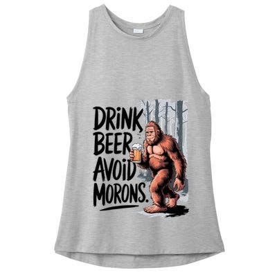 Drink Beer Avoid Morons Bigfoot Ladies PosiCharge Tri-Blend Wicking Tank