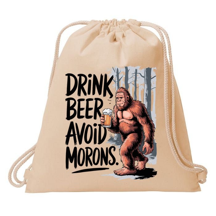 Drink Beer Avoid Morons Bigfoot Drawstring Bag